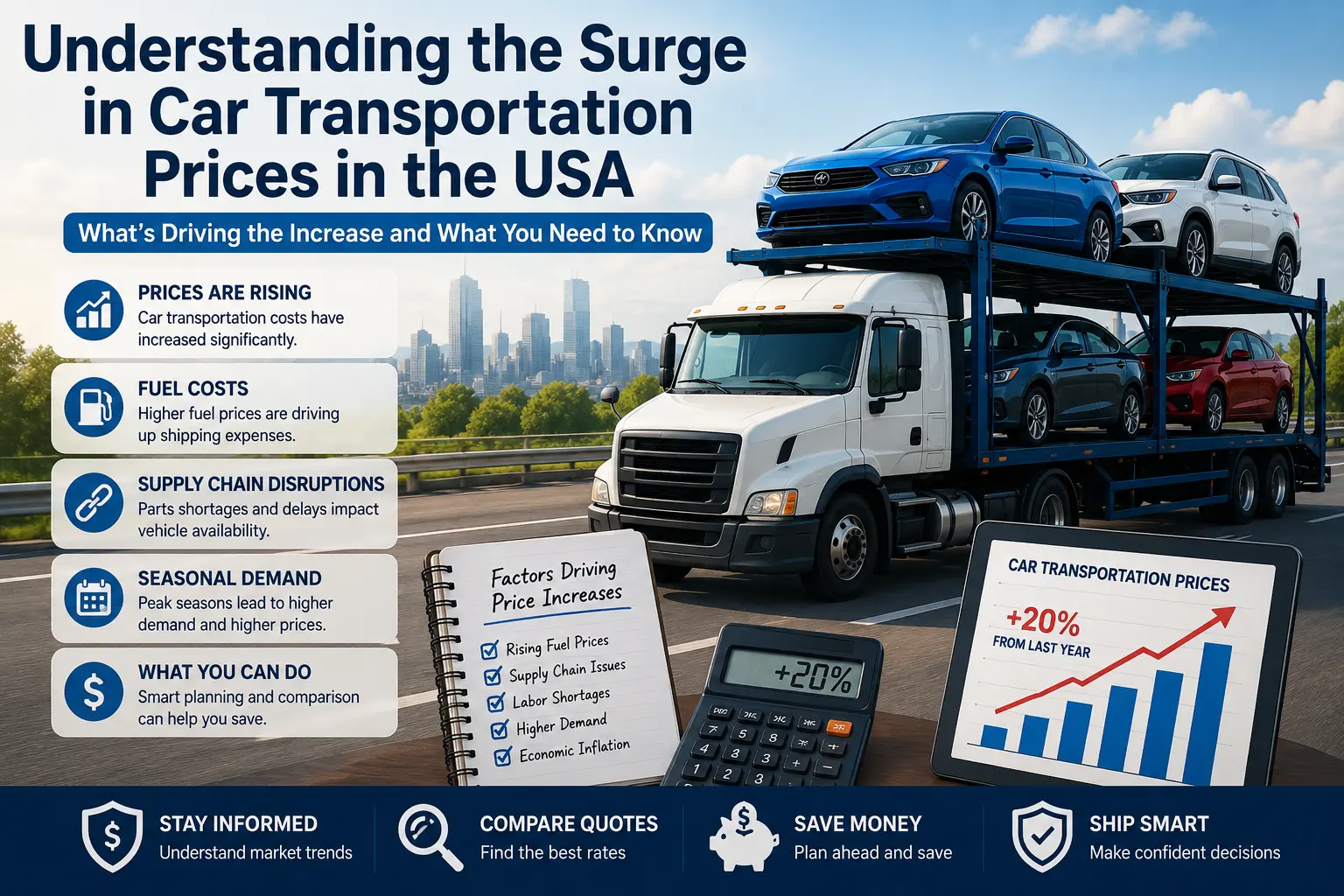 Car transportation prices in the USA increasing due to fuel costs and supply chain issues